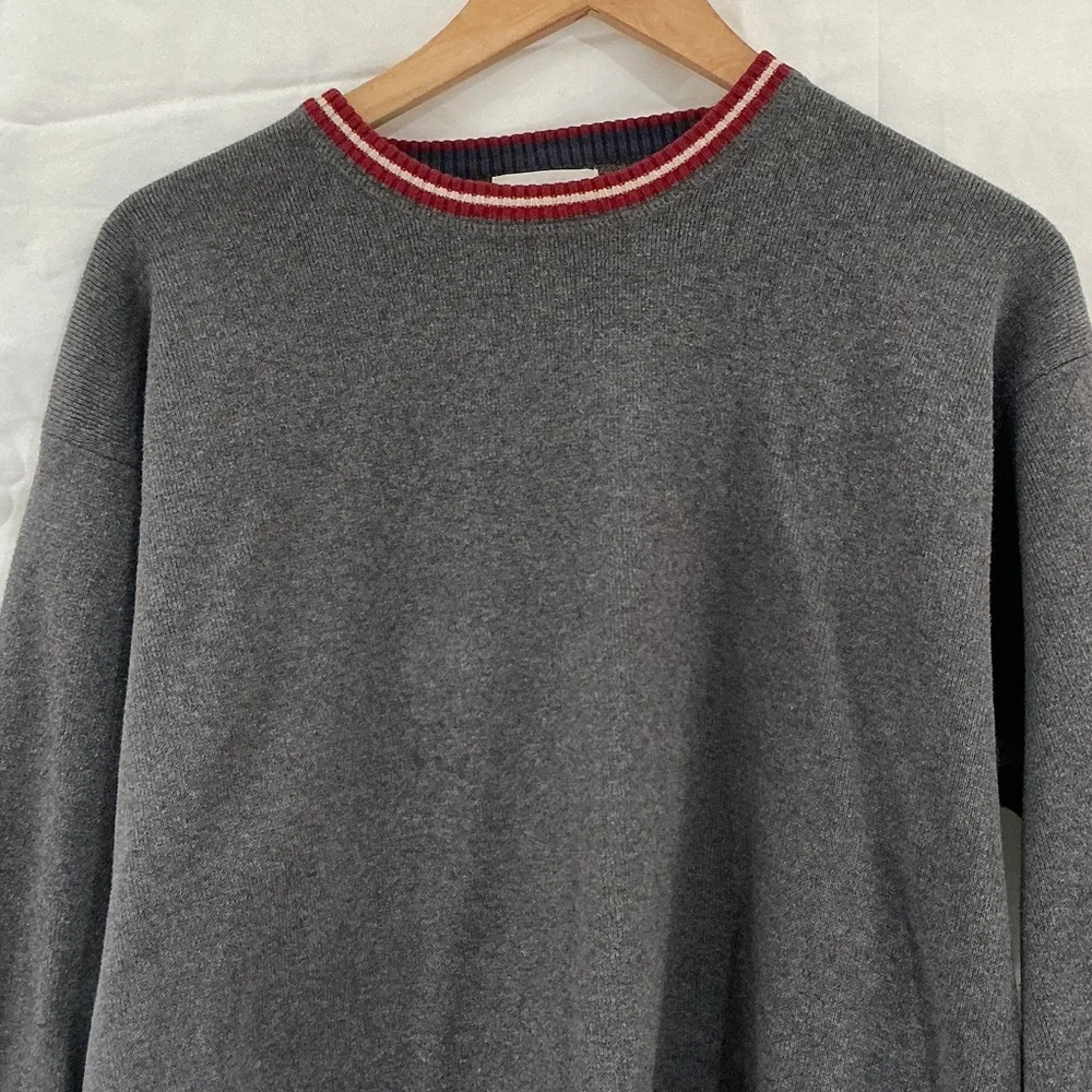 J. Crew Charcoal Sweater with Red Trim - Picture 2 of 7
